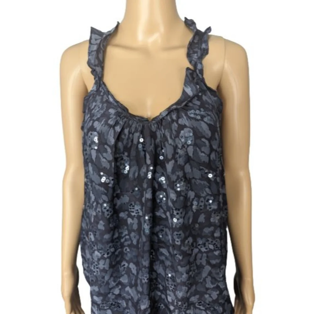 Rebecca Taylor Gray Leopard Print Silk Camisole 4